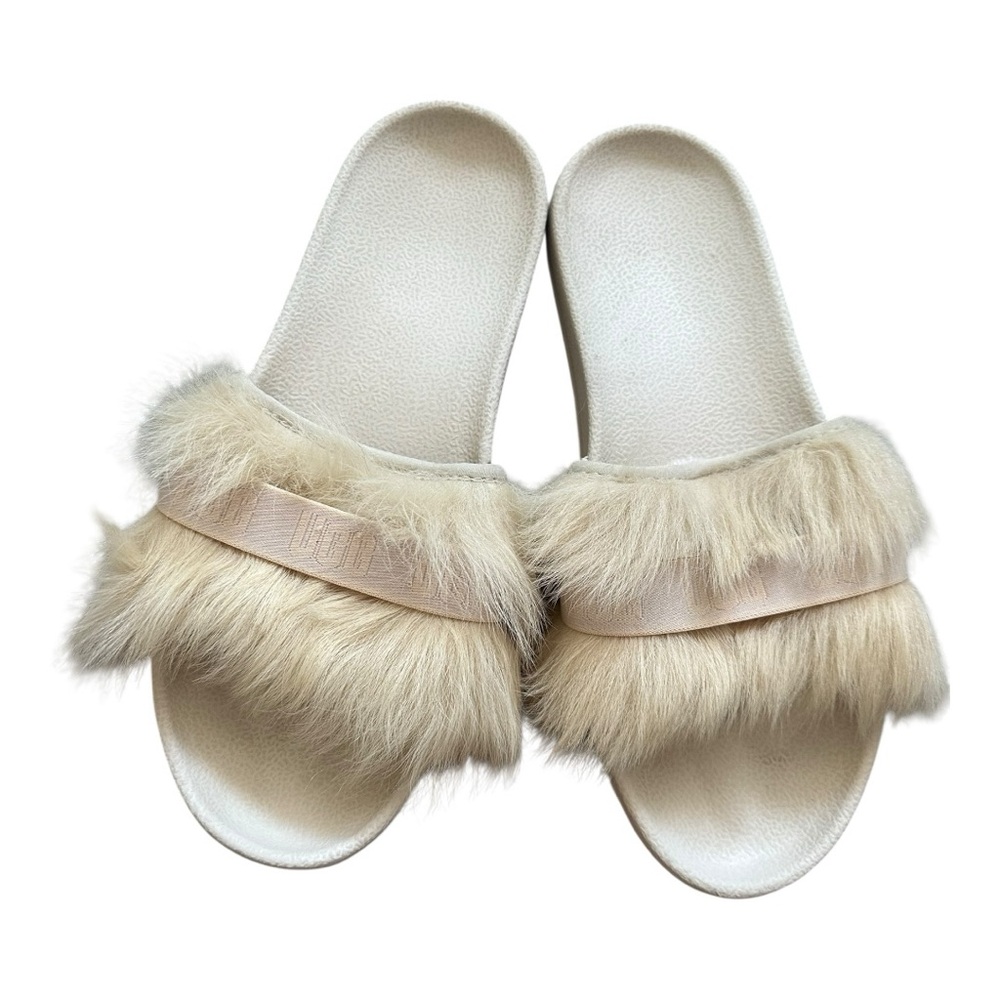 UGG Fur-Lined Cream Slide Sandals
